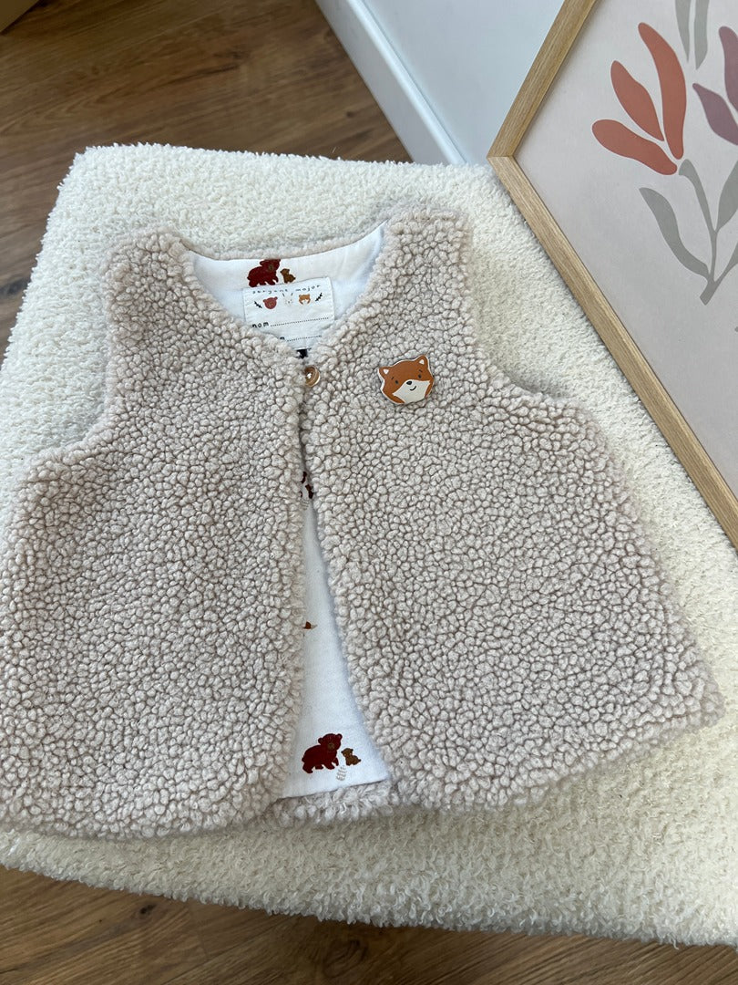 Gilet sans manches de berger mixte Sergent Major - 9 mois - beige - fille ou garçon