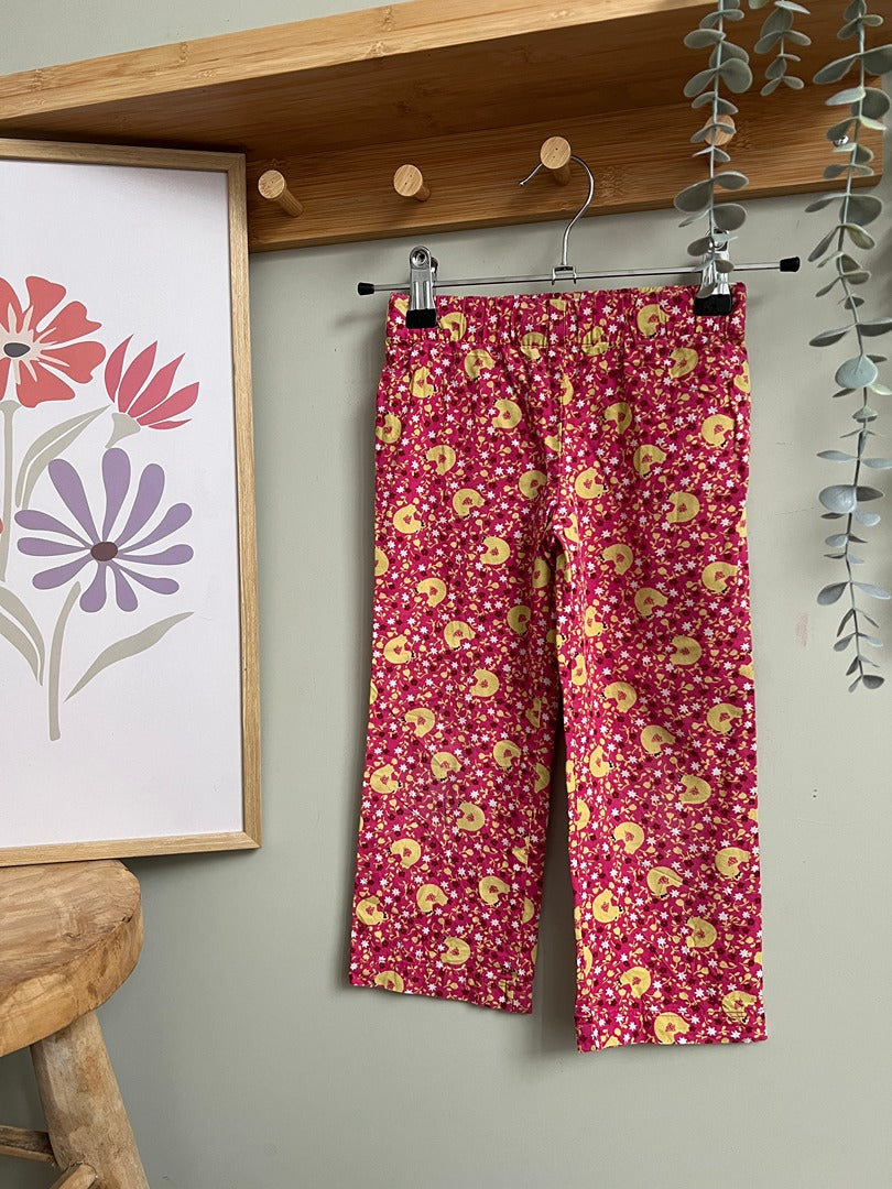 Pantalon fluide large fille Orchestra 3 ans rose fleuri mi-saison