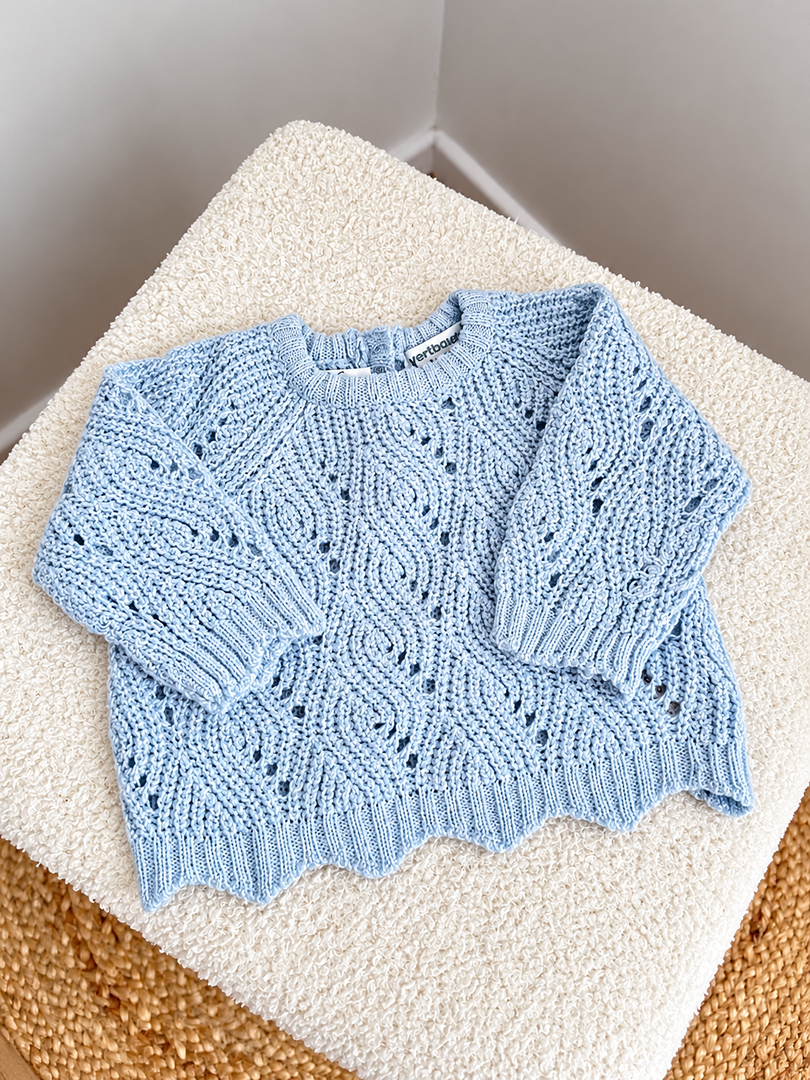 Pull maille vertbaudet fille bleu clair taille 3 mois hiver manches longues