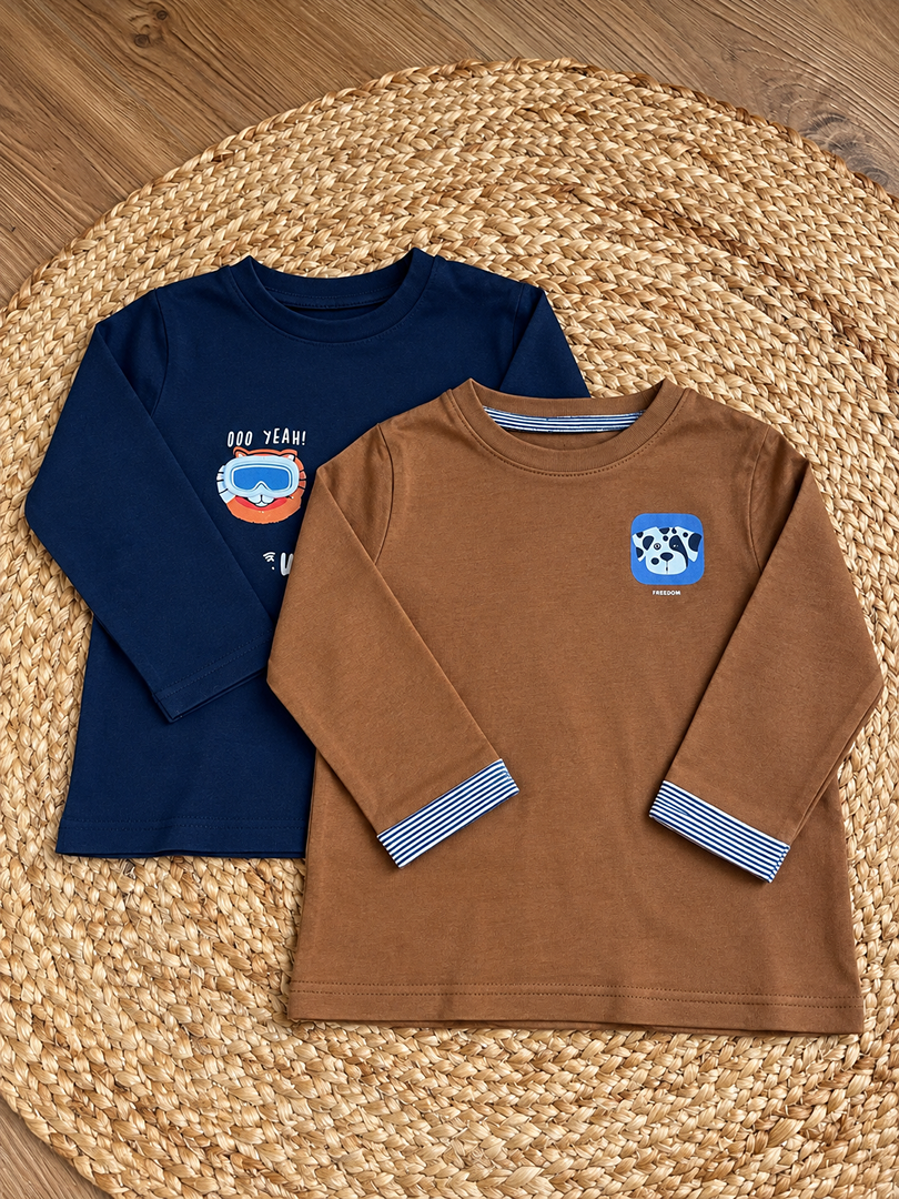 Lot de 2 t-shirts manches longues garçon mi-saison 18 mois
