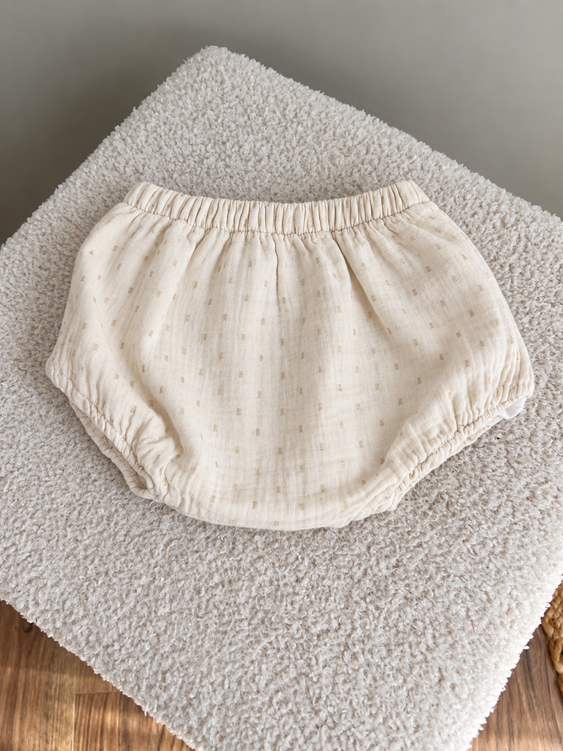 Bloomer gaz de coton doublure shorty fille Eden et Victor crème 12 mois