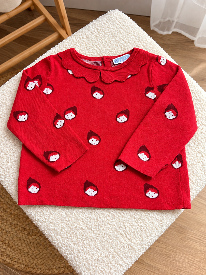 Pull Fille Jacadi Rouge Manches Longues Hiver 18 Mois
