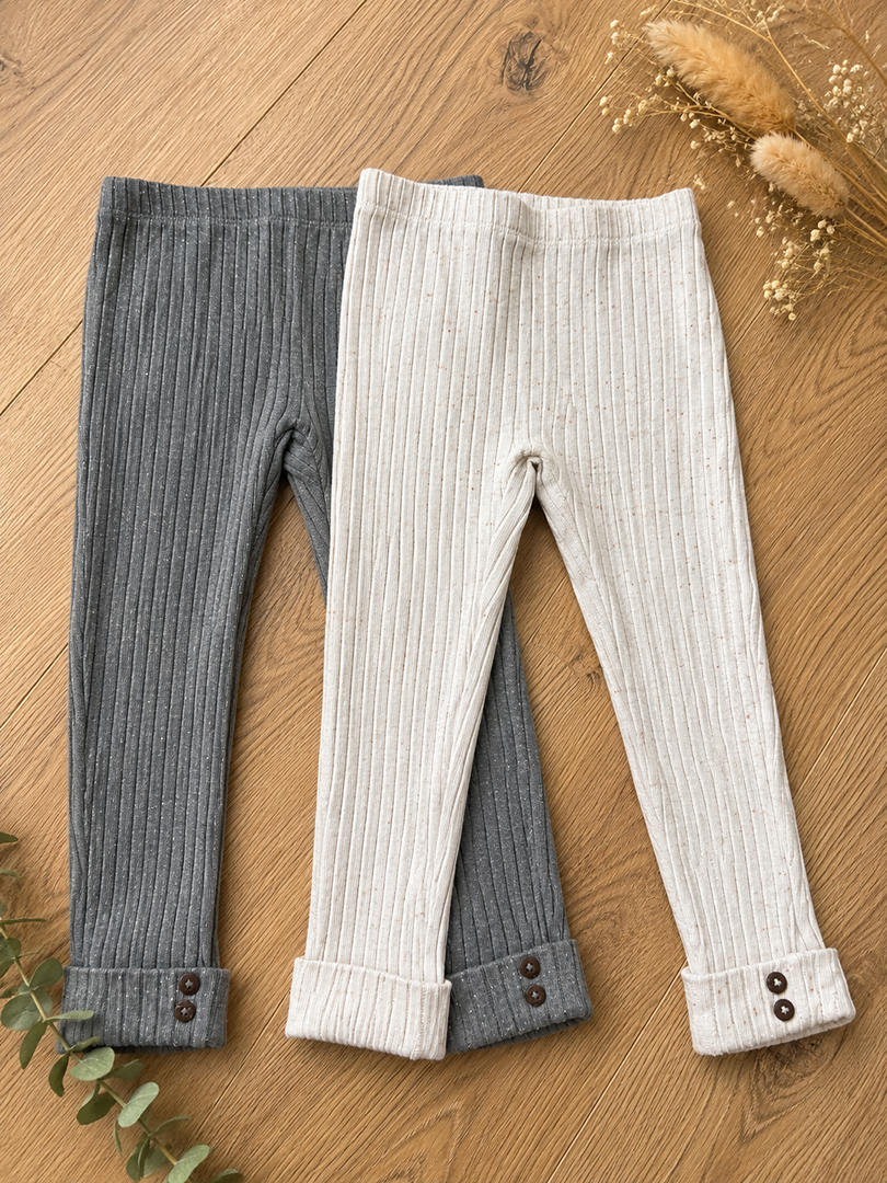 Lot 2 leggings côtelés Kiabi fille 3 ans écru gris mi-saison