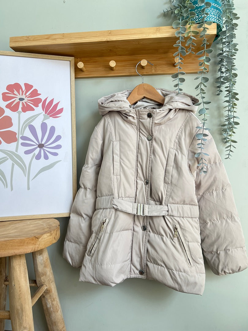 Doudoune fille Zara 7 ans beige à capuche hiver manches longues