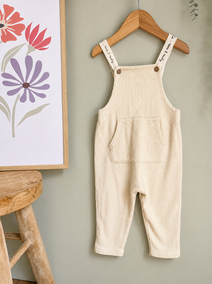 Salopette Zara 9 mois 12 mois 80 cm velours côtelé crème Mixte mi-saison fille ou garçon