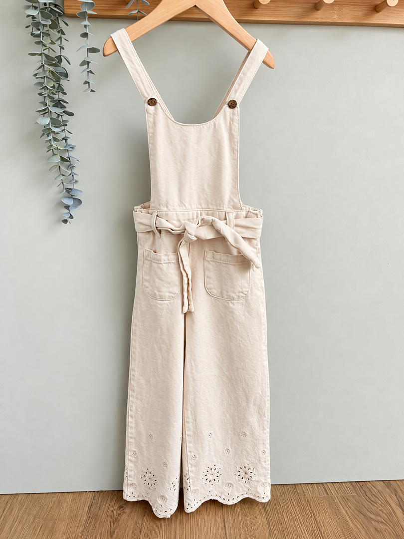Salopette en jean crème fille Kiabi beige 4 ans mi-saison