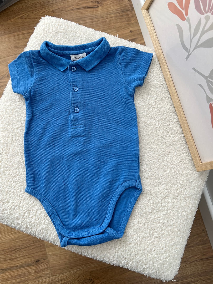 Body manches courtes polo été fille Bout'chou - 3 mois - Bleu