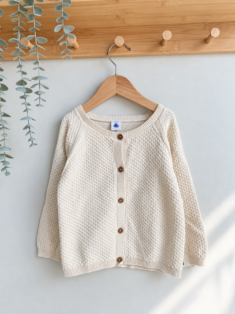 Gilet manches longues beige Petit Bateau fille 5 ans mi-saison