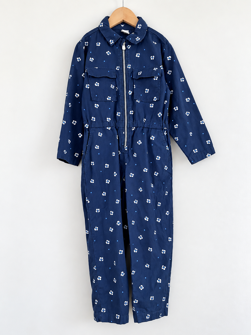 Combinaison fille Petit Bateau bleue imprimé floral mi-saison manches longues 6 ans