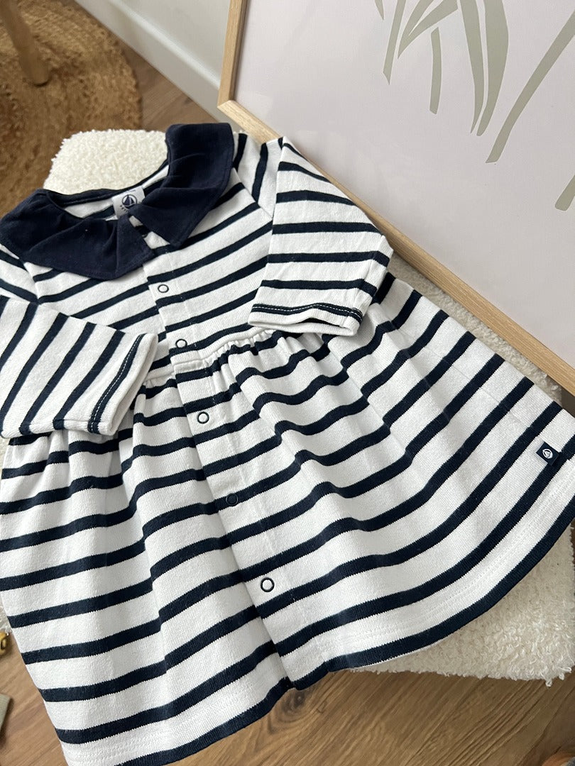 Robe rayé fille Petit Bateau - 6 mois - Bleu marine