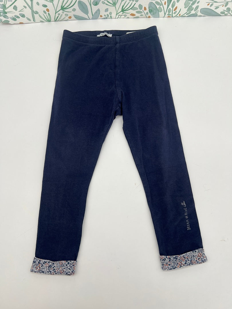 Legging souple fille fleuri Ikks - 2 ans - Bleu Marine