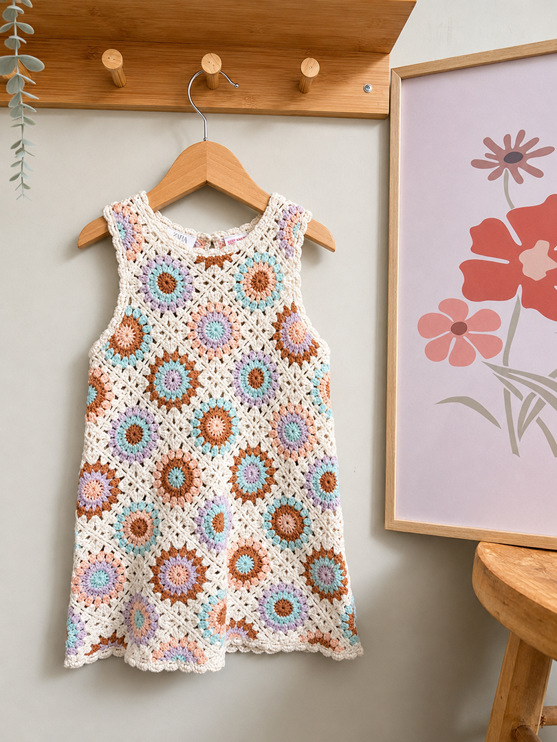 Robe fille Zara 3 ans crochet crème été sans manches