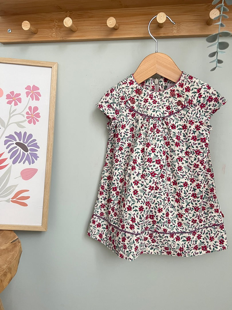 Robe Cacharel fille été - 3 mois - beige fleurie