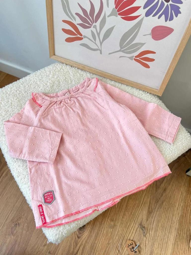 Blouse rose manches longues fille - Sucre d'orges 6 mois