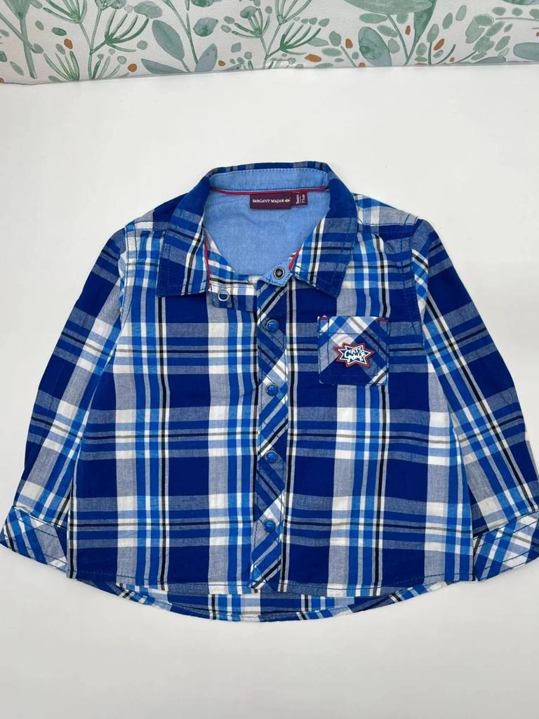 Chemise à carreaux bleue garçon - Sergent Major 9 mois