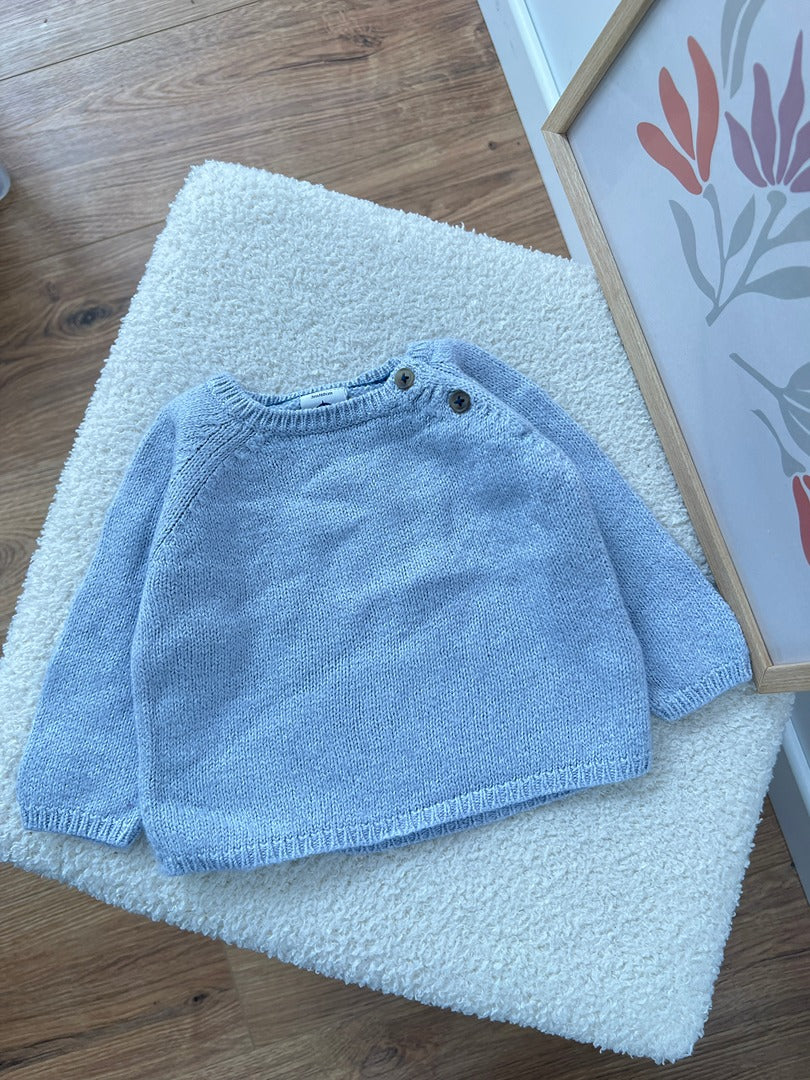 Pull garçon Petit Bateau - 3 mois - Bleu clair / gris