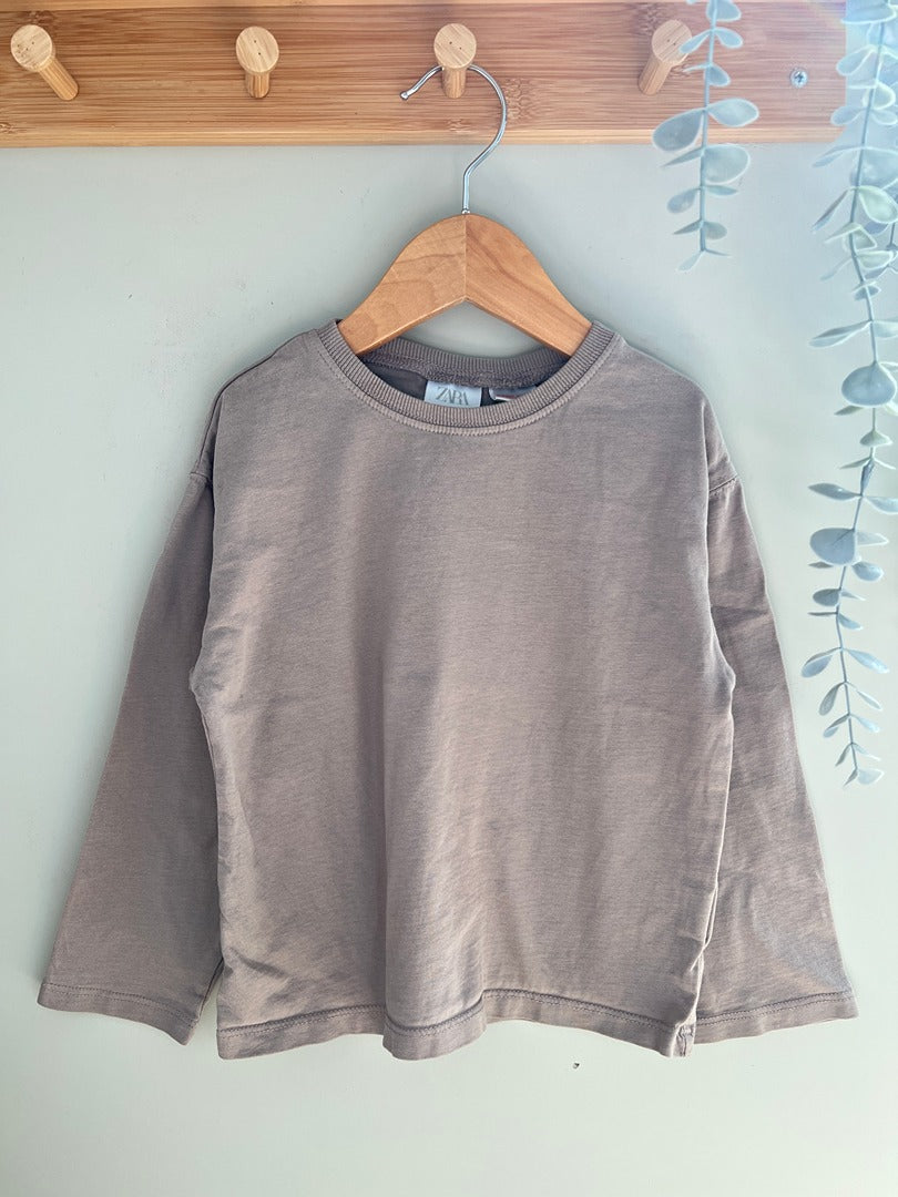 T-shirt manches longues garçon Zara - 5 ans - Marron