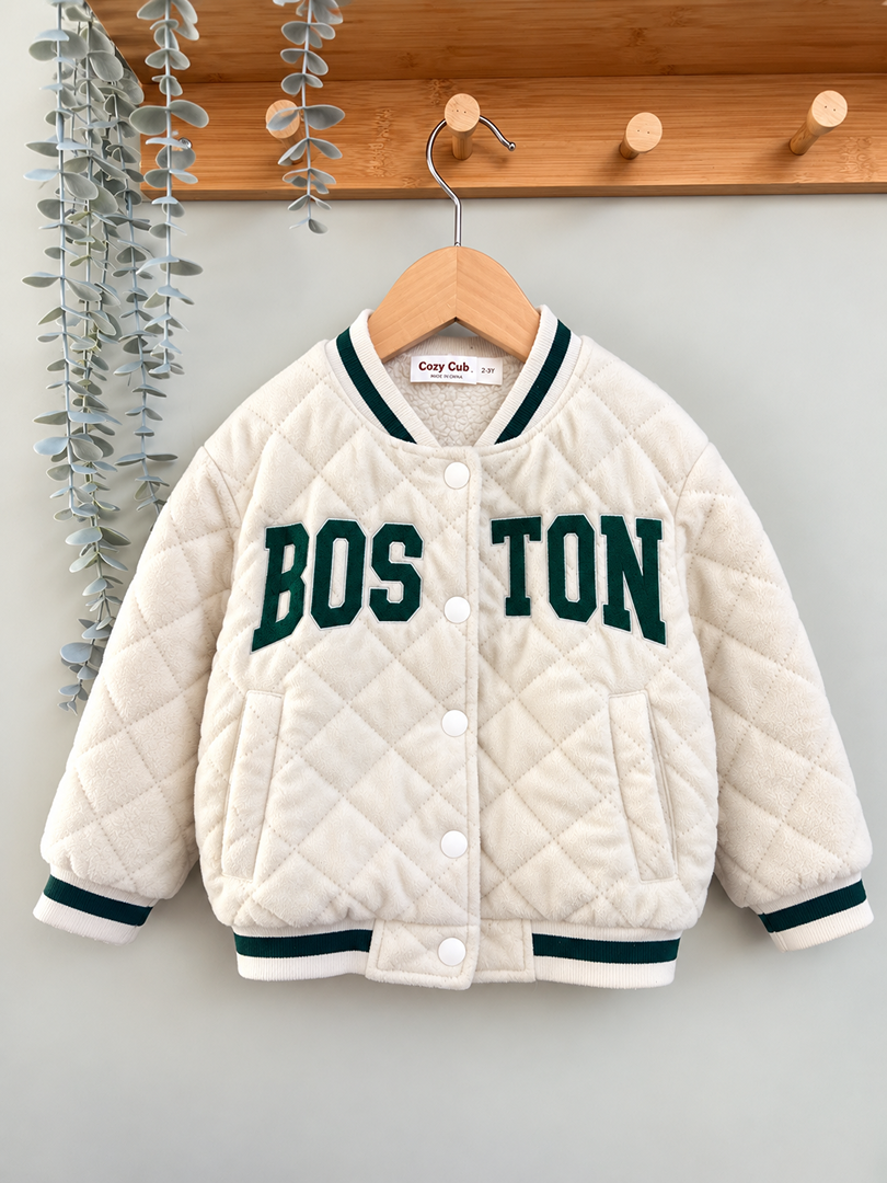 Veste teddy matelassée garçon Cozy Cub blanc crème 2 ans hiver manches longues