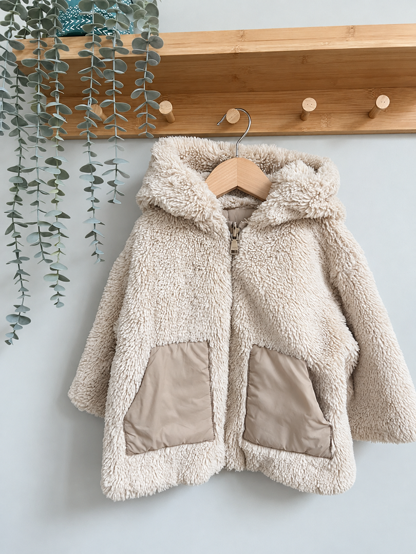 Manteau réversible mixte Zara beige molletonné hiver 2 ans 92 cm fille ou garçon