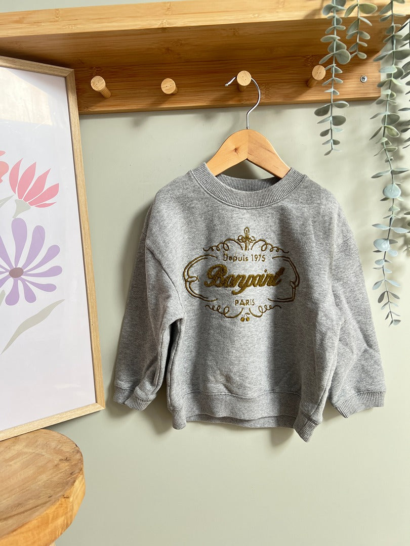Sweat pull Bonpoint gris 4 ans mixte mi-saison manches longues