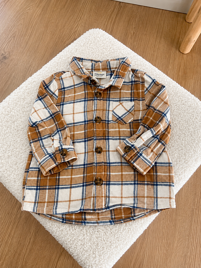 Chemise à carreaux garçon Tape à l'œil Tao 9 mois moutarde manches longues
