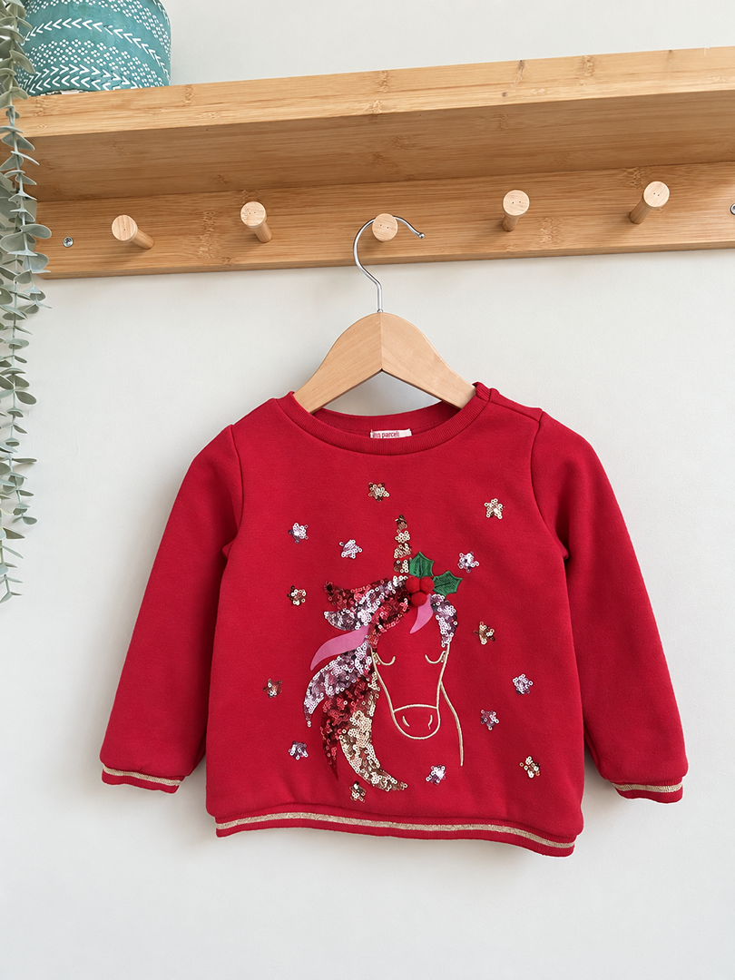 Sweat rouge fille Du Pareil au Même hiver manches longues 3 ans