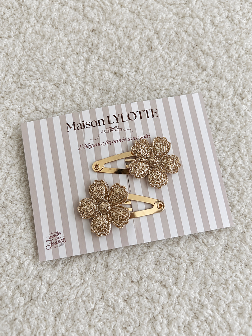 2 barrettes à cheveux fille Maison Lylotte or neuf avec étiquette