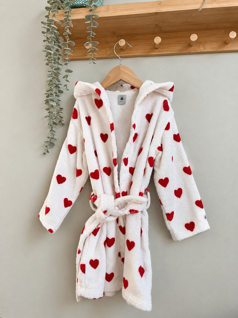 Peignoir fille Petit Bateau rose à cœurs 4 ans 5 ans hiver manches longues
