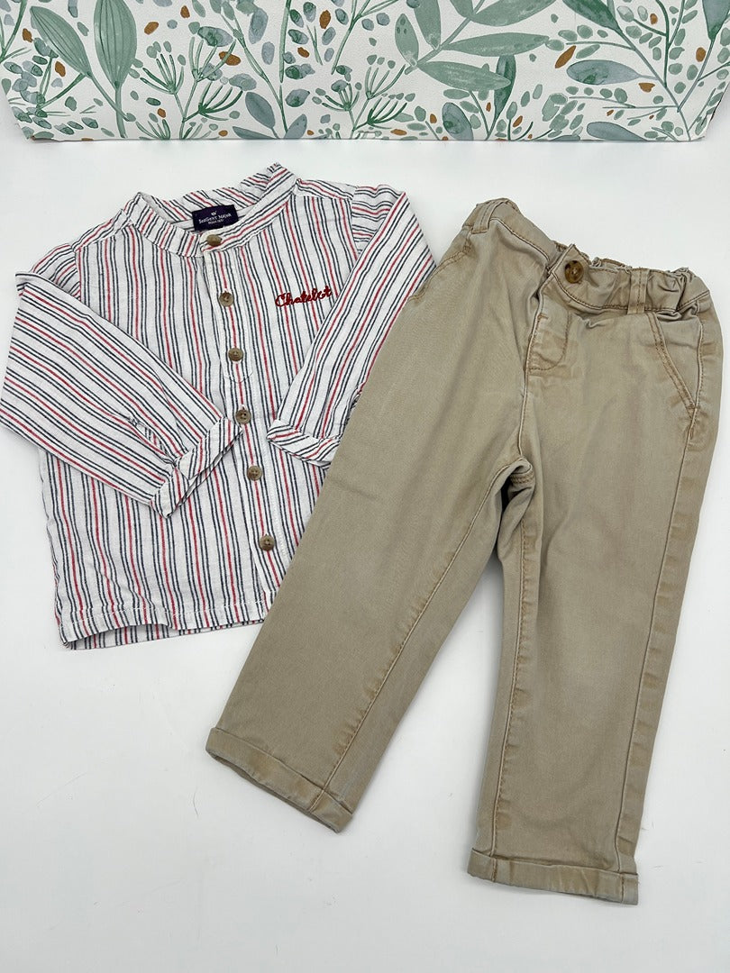 Ensemble garçon 18 mois Sergent Major & Kiabi mi-saison manches longues beige