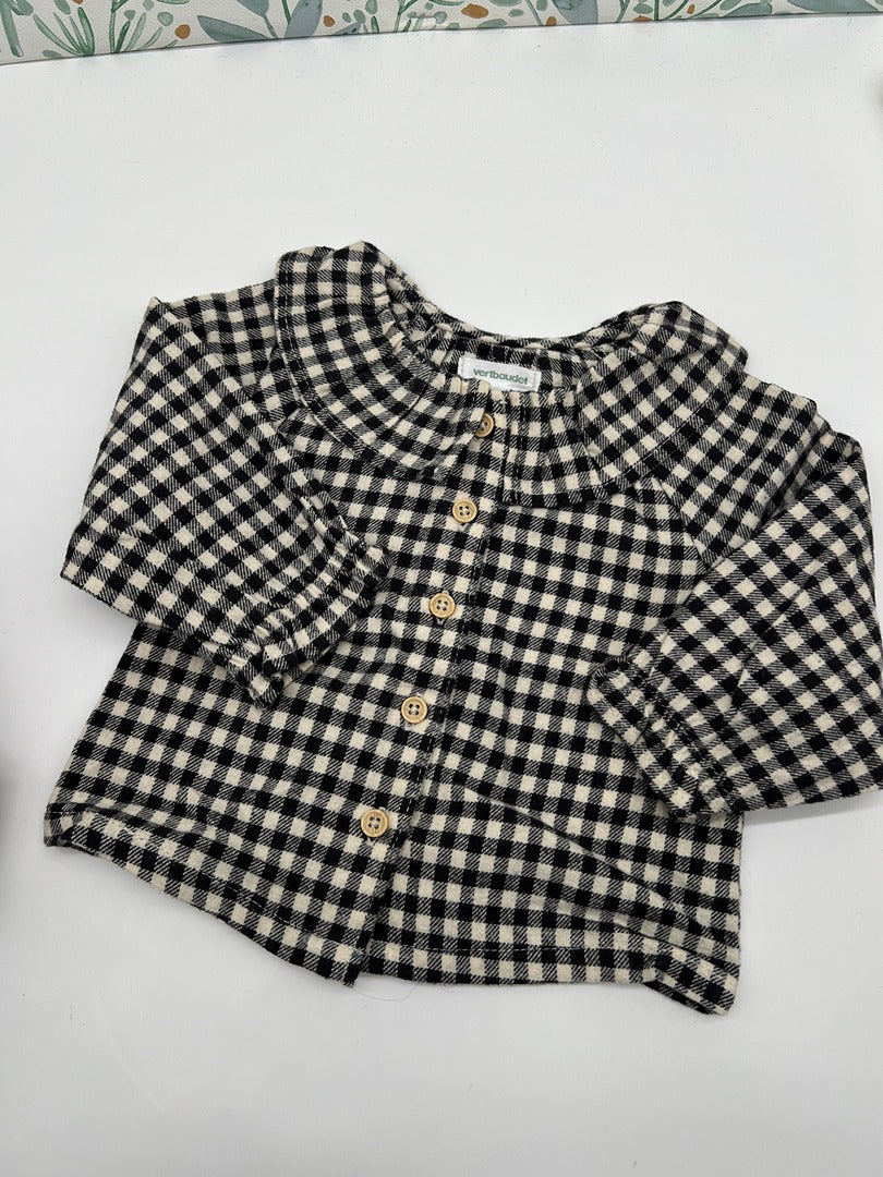 Blouse vichy avec joli col fille Vertbaudet - 3 mois - Noir