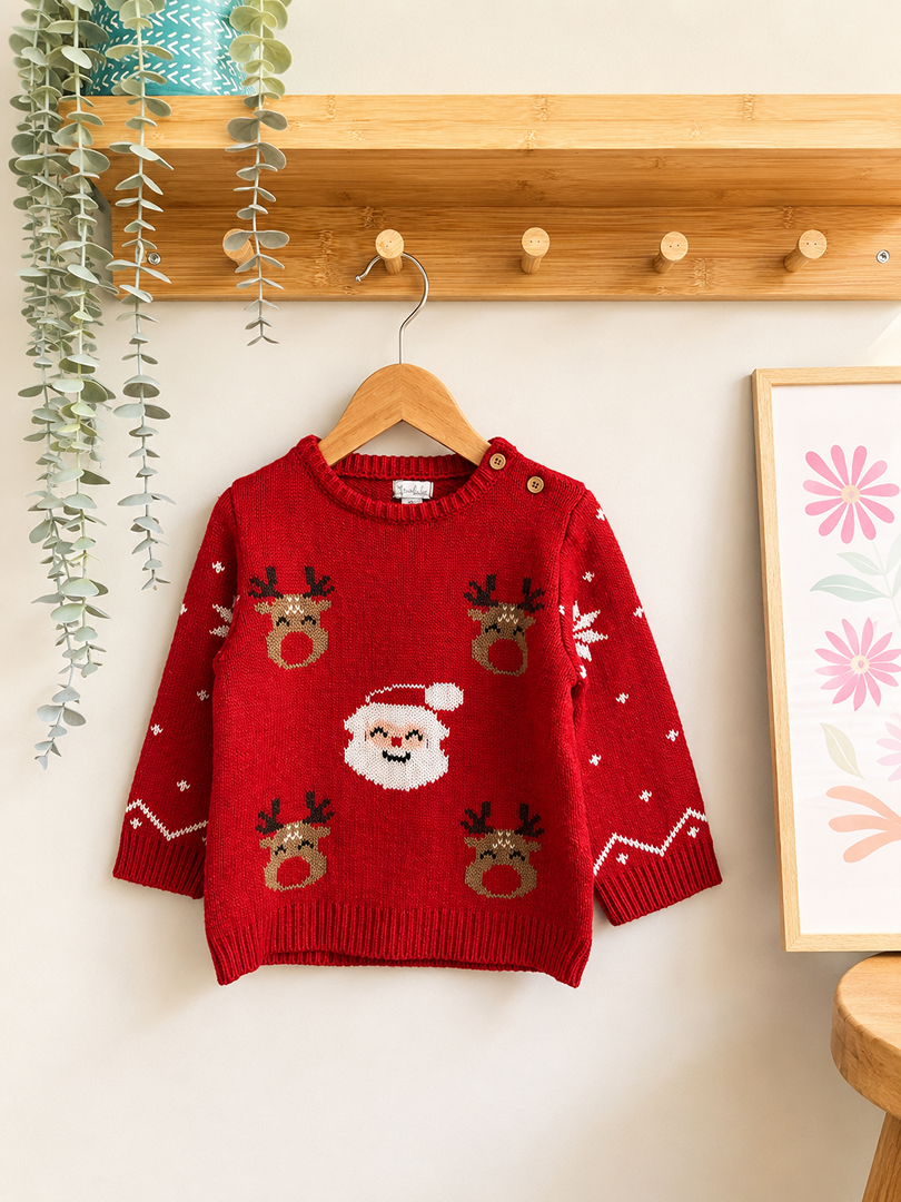 Pull de Noël rouge Kimbaloo 18 mois garçon hiver