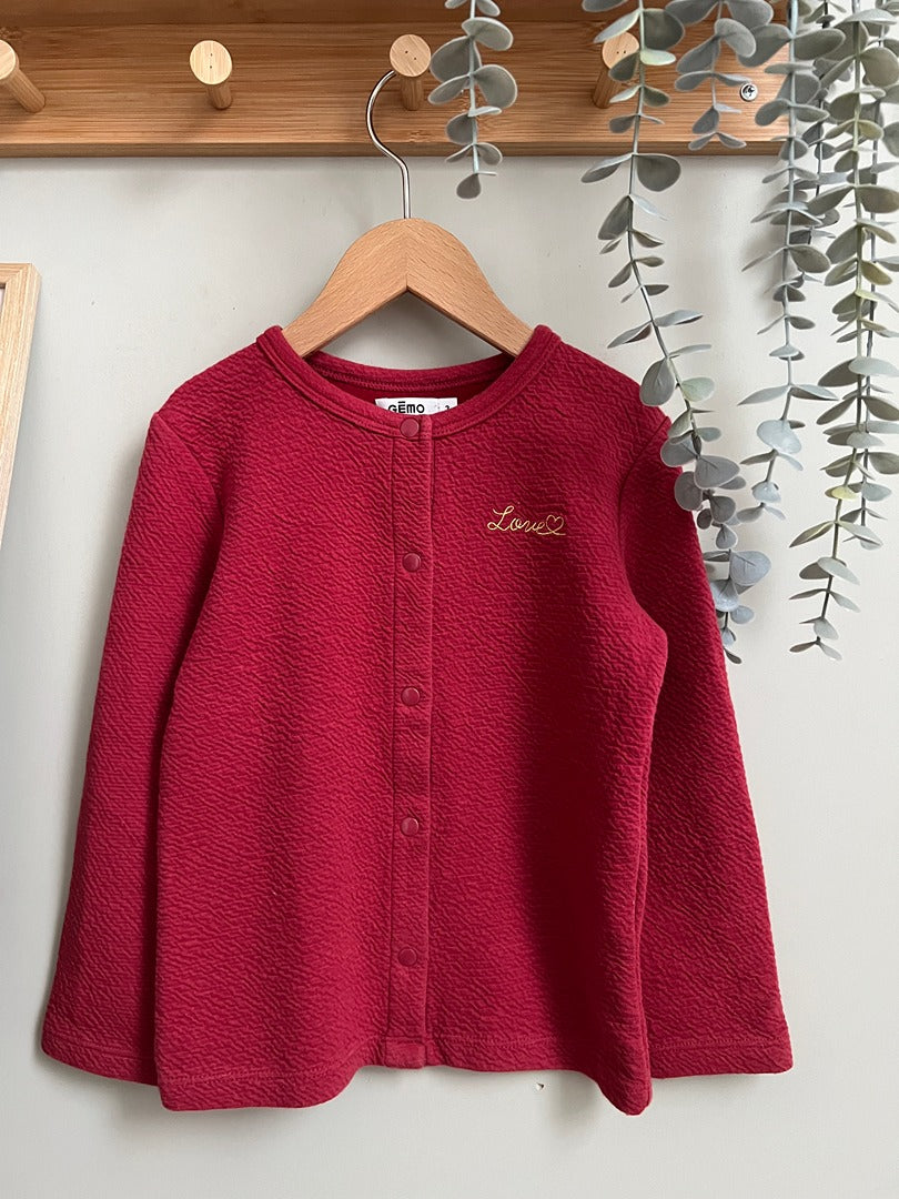 Cardigan fille Gemo - 3 ans - Rouge - État : Excellent Fille
