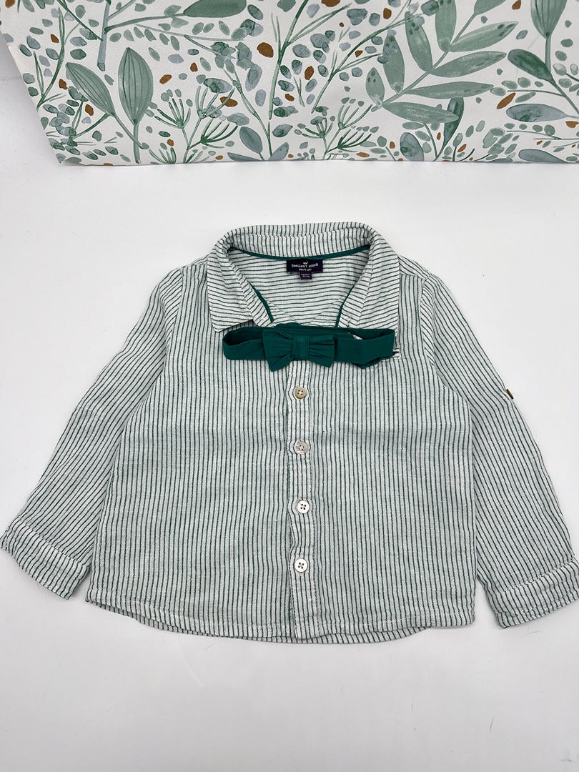 Chemise à rayures avec noeud papillon assorti - Cérémonie Sergent Major - 2 ans