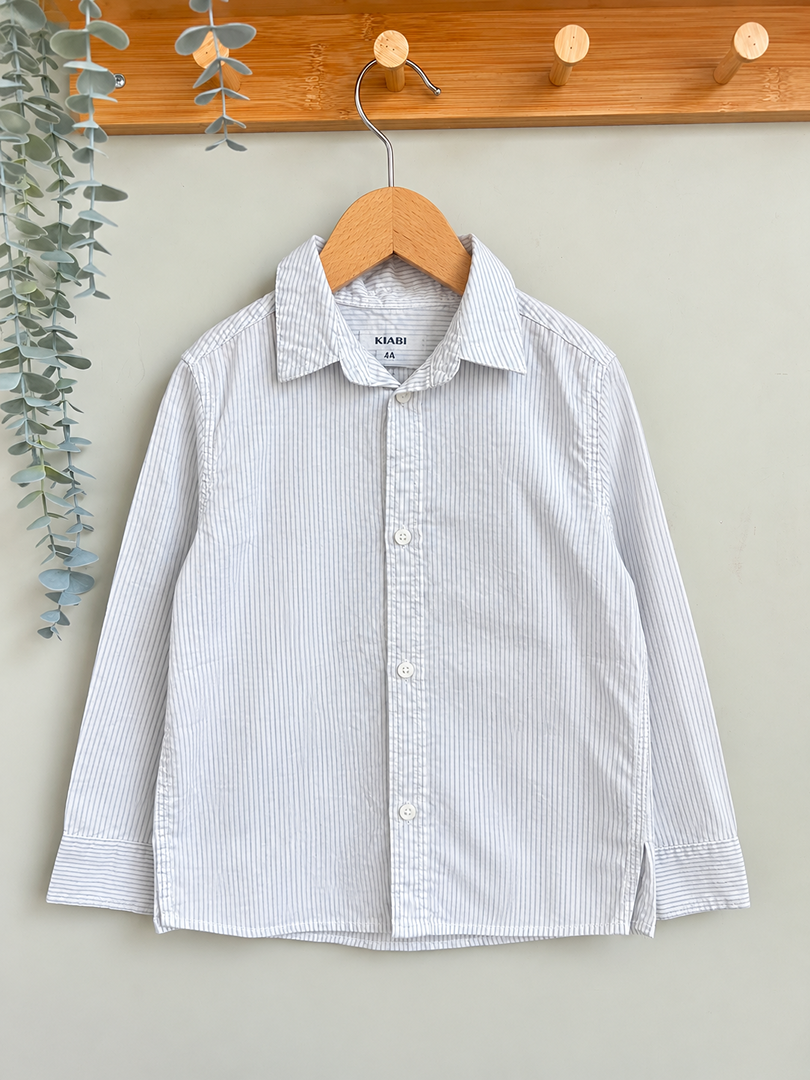 Chemise garçon Kiabi blanche et bleue rayée manches longues 4 ans