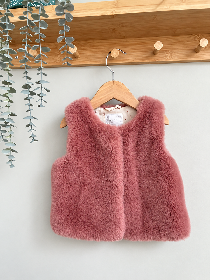 Gilet en fausse fourrure rose vertbaudet fille 4 ans mi-saison sans manches