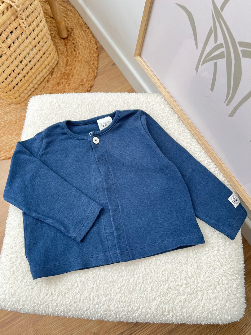 Gilet Petit Bateau - 12 mois - Bleu marine - État : Excellent Fille
