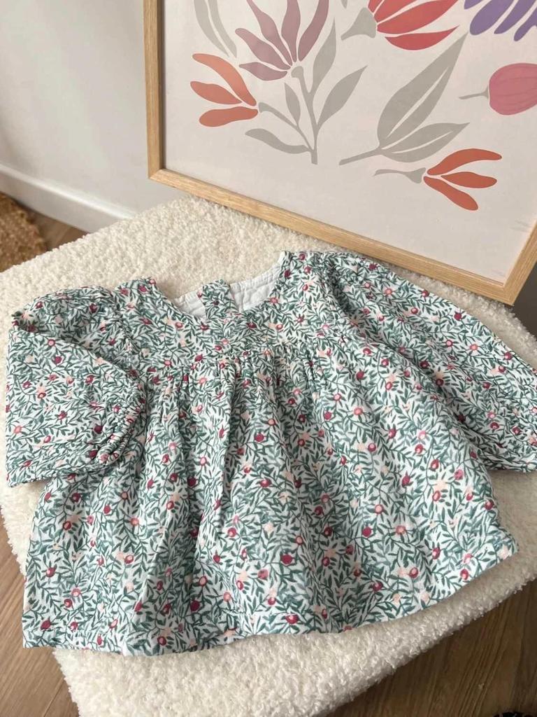 Blouse gaze de coton fleurie Vertbaudet – douce & légère – 3 mois Fille