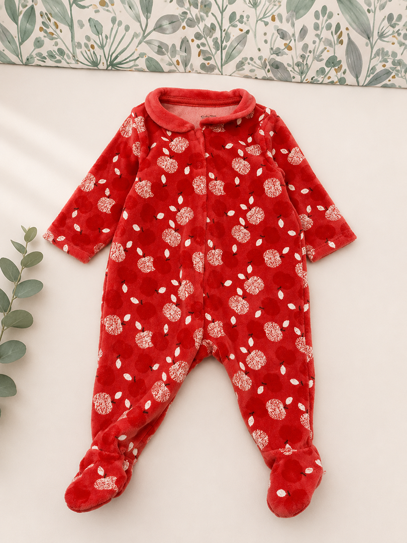 Pyjama 1 pièce en velours Fille Obaïbi 3 Mois Hiver Manches Longues