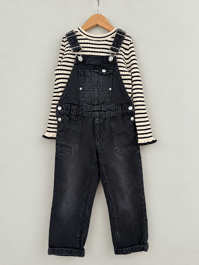 Lot pull rayé et salopette fille mi-saison H&m Kiabi 6 ans