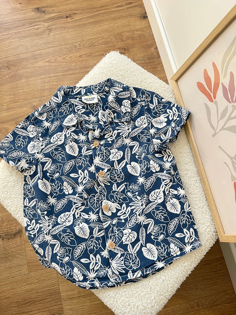 Chemise garçon Tape à l'œil Tao 18 mois bleue tropical manches courtes
