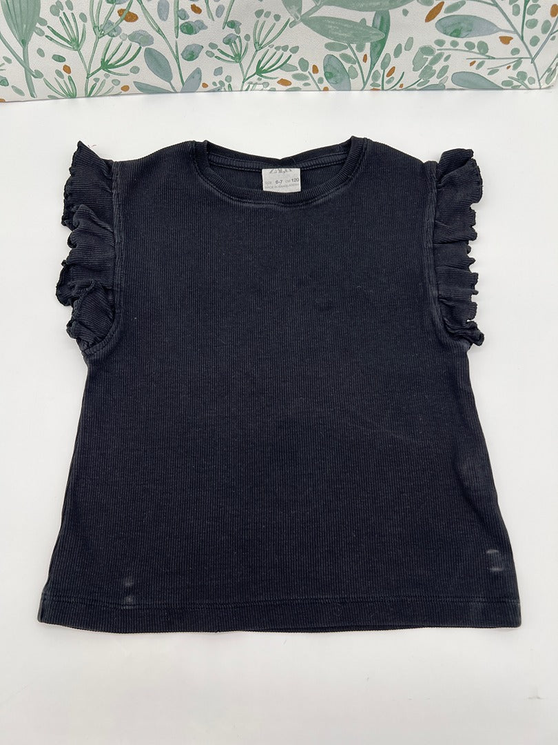Top / Débardeur côtelé fille Zara - 6 ans / 7 ans - Noir