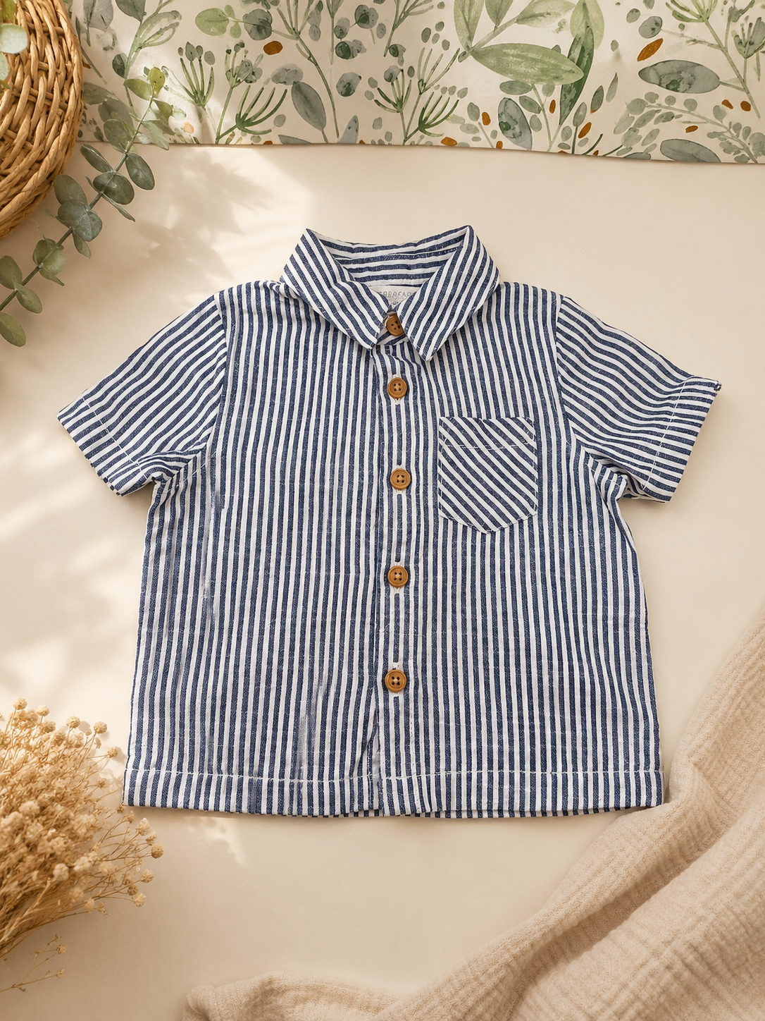 Chemise à rayures manches courtes été - Primark 1 mois 3 mois garçon - rayé bleu blanc