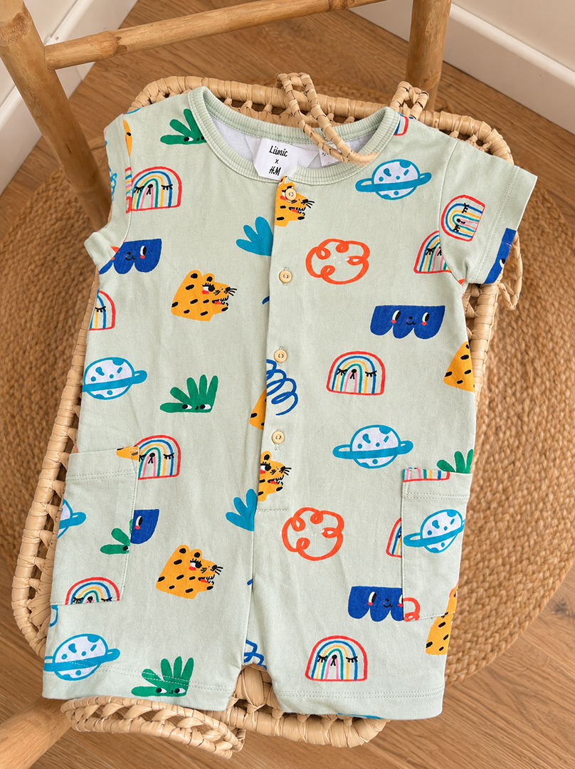 Barboteuse combinaison bébé mixte Liunic x H&m verte d'été 9 mois 12 mois fille ou garçon
