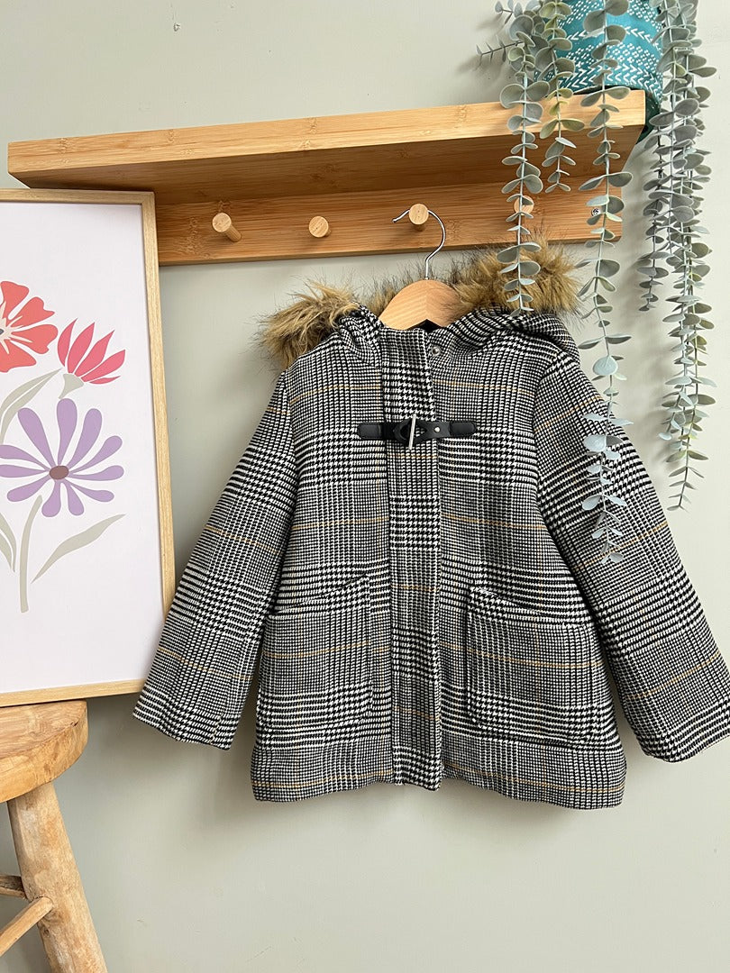 Manteau Duffle-coat Kiabi fille 5 ans gris carreaux hiver