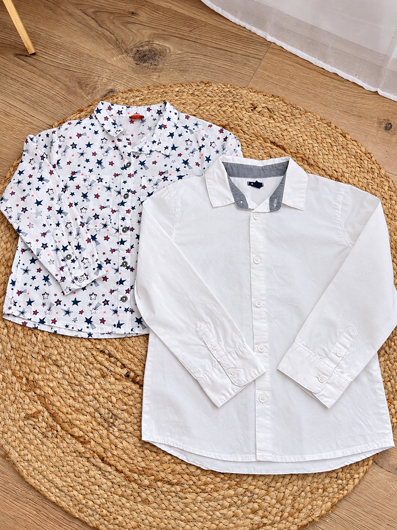 Lot 2 chemises blanches garçon blanc motifs étoiles mi-saison manches longues 6 ans