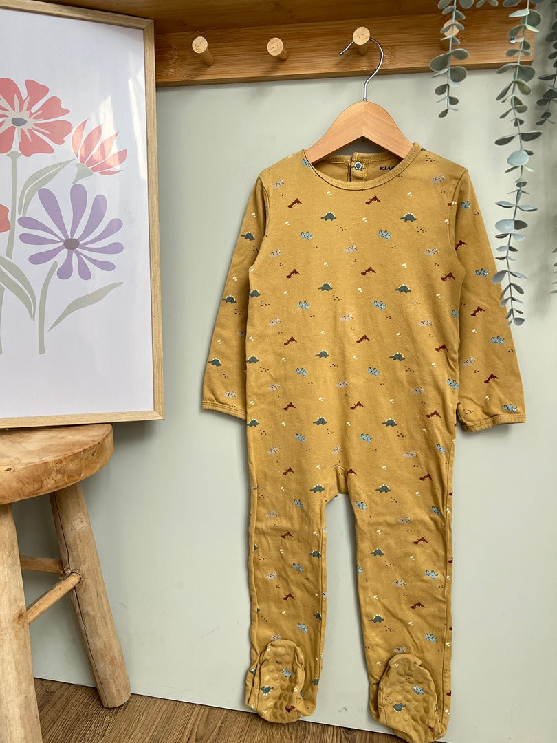 Pyjama 1 pièce en jersey mi-saison - Garçon Kiabi - 3 ans - Moutarde dinosaure