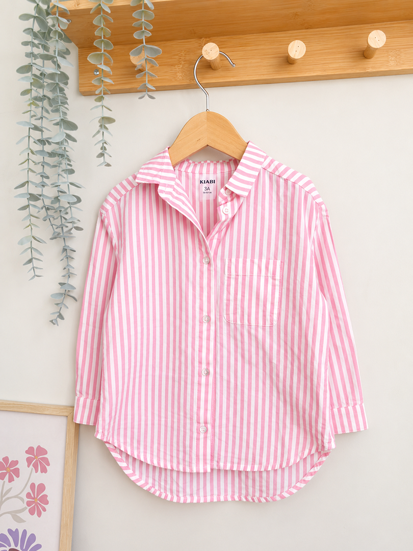 Chemise fille Kiabi 3 ans rose rayée manches longues mi-saison