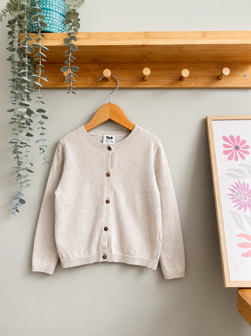 Gilet cardigan fille Tape à l'œil Tao 4 ans crème doré mi-saison