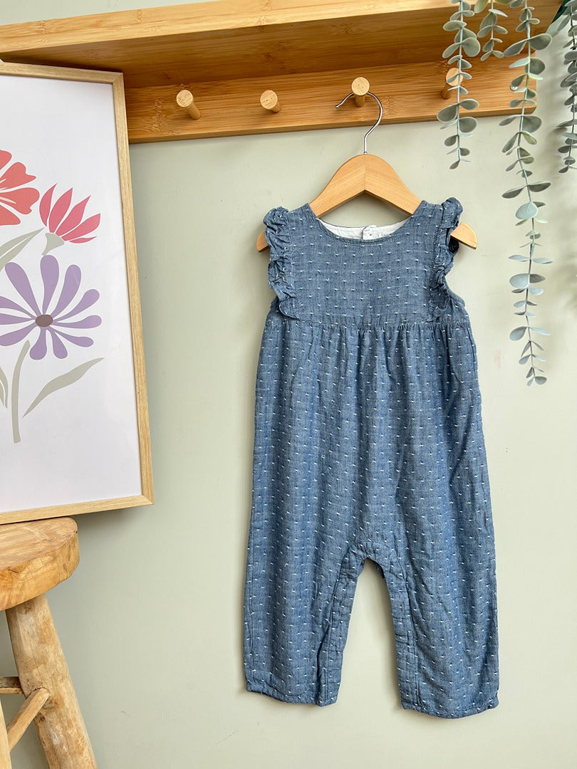 Combinaison Bout'chou fille 12 mois bleu plumetis été