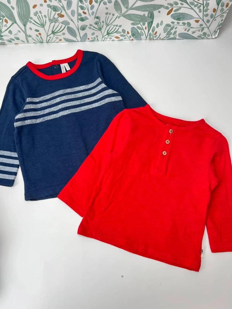Lot 2 t-shirts manches longues garçon - 9 mois